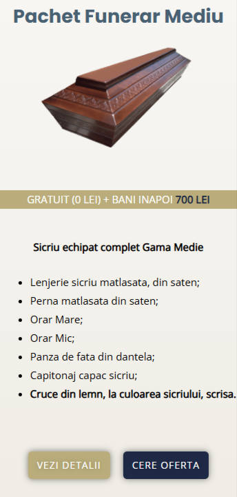 pachet funerar mediu